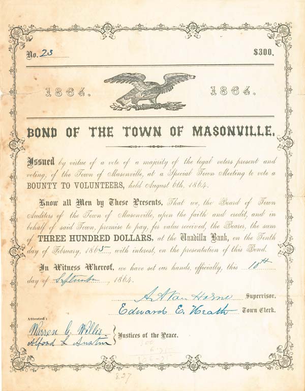 Bond of the Town of Masonville